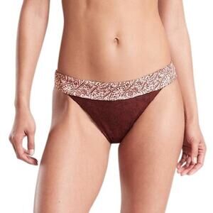 Athleta AquaLuxe Batik Mid Rise Bottom Size Large NWT Bikini Bottom Swim Beach